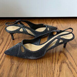 NEW Alexandre Birman Metallic Fabric Slingback Heels US 7 IT 37